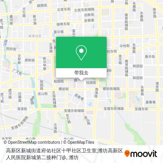 高新区新城街道府佑社区十甲社区卫生室;潍坊高新区人民医院新城第二接种门诊地图