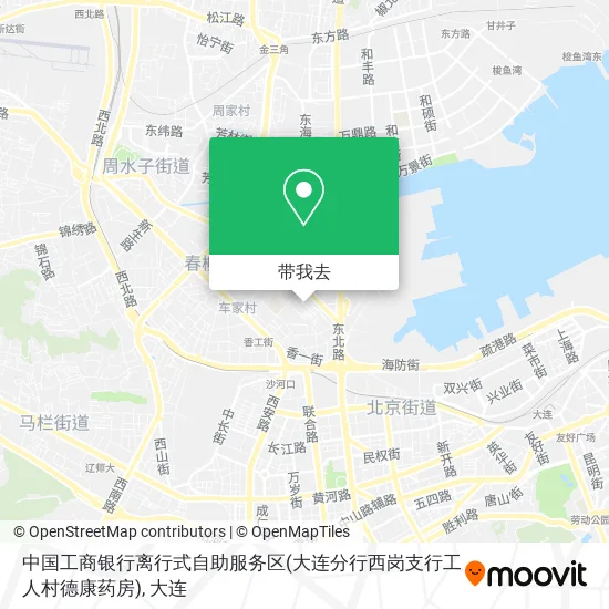 中国工商银行离行式自助服务区(大连分行西岗支行工人村德康药房)地图