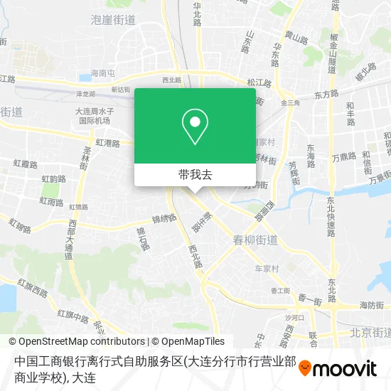 中国工商银行离行式自助服务区(大连分行市行营业部商业学校)地图