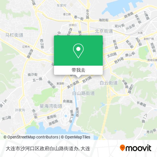 大连市沙河口区政府白山路街道办地图