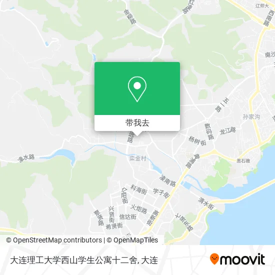 大连理工大学西山学生公寓十二舍地图