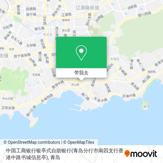中国工商银行银亭式自助银行(青岛分行市南四支行香港中路书城信息亭)地图
