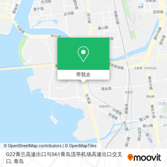 G22青兰高速出口与S61青岛流亭机场高速出口交叉口地图
