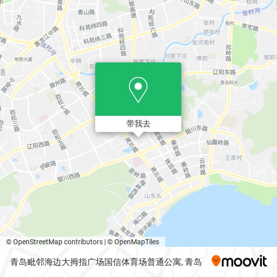 青岛毗邻海边大拇指广场国信体育场普通公寓地图