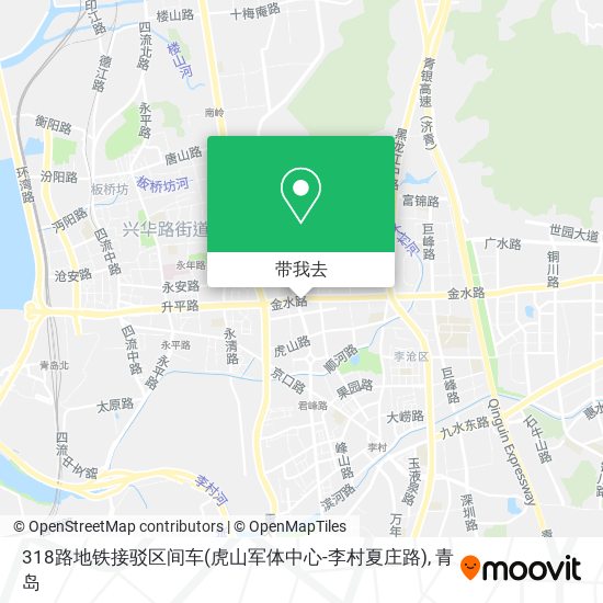 318路地铁接驳区间车(虎山军体中心-李村夏庄路)地图
