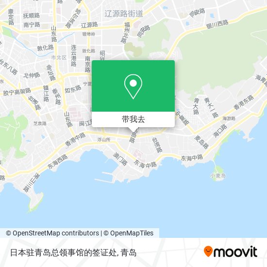 日本驻青岛总领事馆的签证处地图