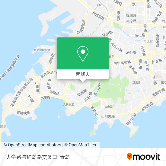 大学路与红岛路交叉口地图