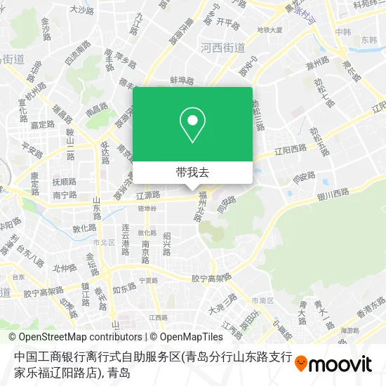 中国工商银行离行式自助服务区(青岛分行山东路支行家乐福辽阳路店)地图