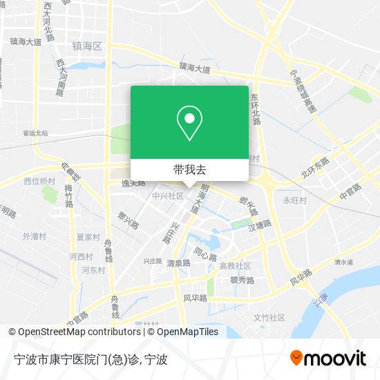 宁波市康宁医院门(急)诊地图