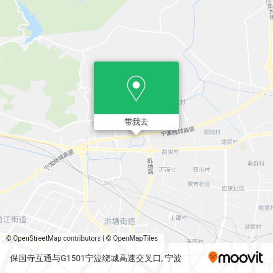 保国寺互通与G1501宁波绕城高速交叉口地图
