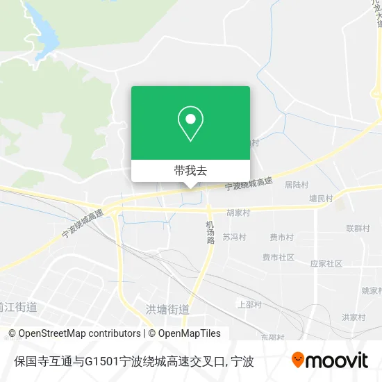 保国寺互通与G1501宁波绕城高速交叉口地图