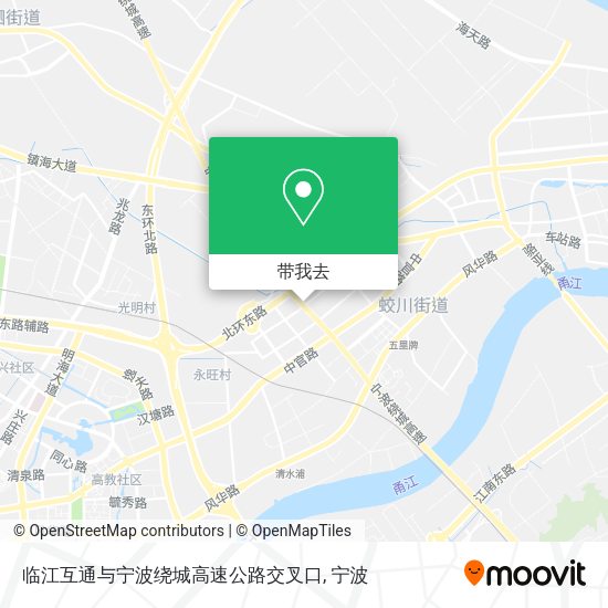 临江互通与宁波绕城高速公路交叉口地图
