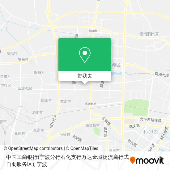 中国工商银行(宁波分行石化支行万达金城物流离行式自助服务区)地图