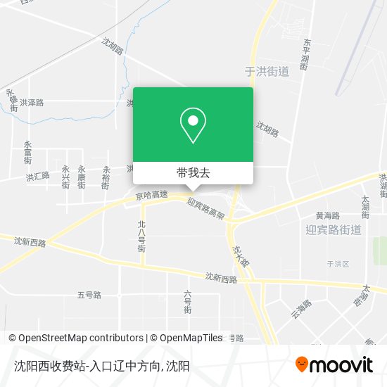 沈阳西收费站-入口辽中方向地图