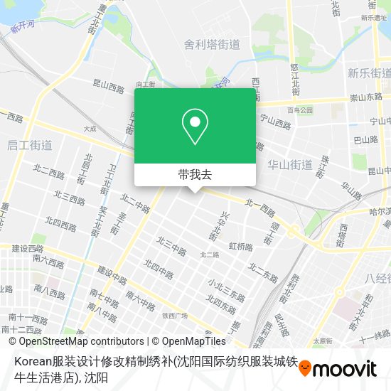 Korean服装设计修改精制绣补(沈阳国际纺织服装城铁牛生活港店)地图