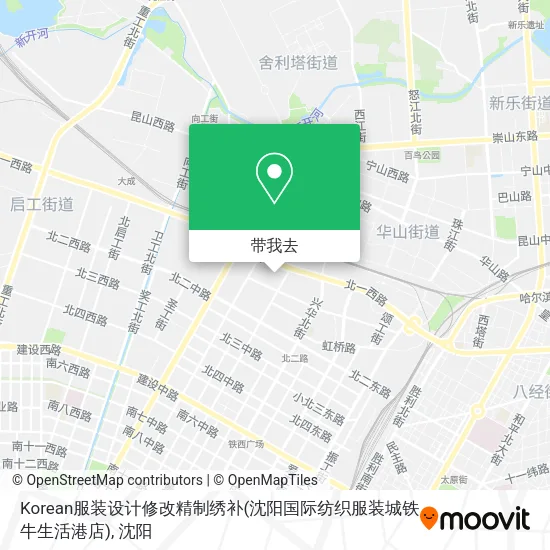 Korean服装设计修改精制绣补(沈阳国际纺织服装城铁牛生活港店)地图