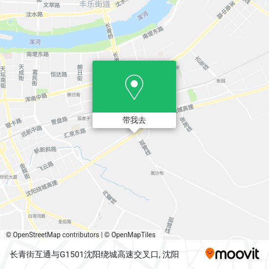 长青街互通与G1501沈阳绕城高速交叉口地图