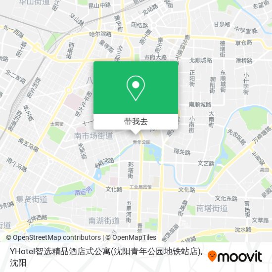 YHotel智选精品酒店式公寓(沈阳青年公园地铁站店)地图