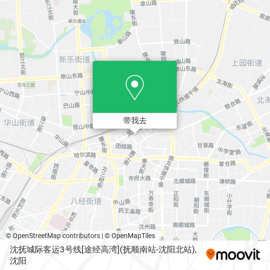 沈抚城际客运3号线[途经高湾](抚顺南站-沈阳北站)地图