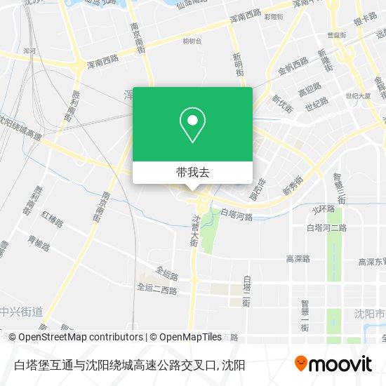 白塔堡互通与沈阳绕城高速公路交叉口地图