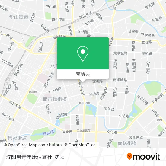沈阳男青年床位旅社地图