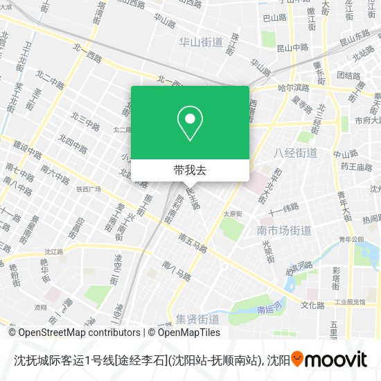 沈抚城际客运1号线[途经李石](沈阳站-抚顺南站)地图
