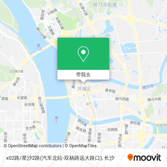 x02路/星沙2路(汽车北站-双杨路远大路口)地图