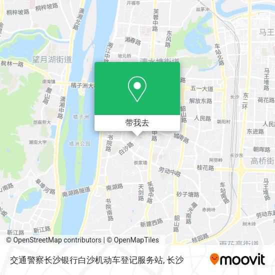 交通警察长沙银行白沙机动车登记服务站地图