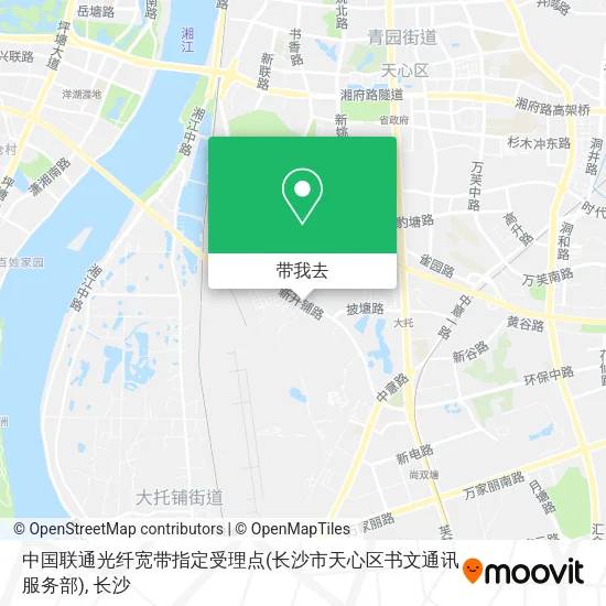 中国联通光纤宽带指定受理点(长沙市天心区书文通讯服务部)地图