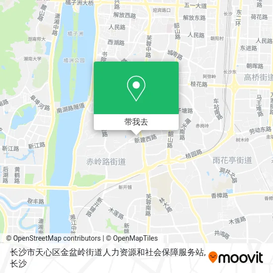 长沙市天心区金盆岭街道人力资源和社会保障服务站地图