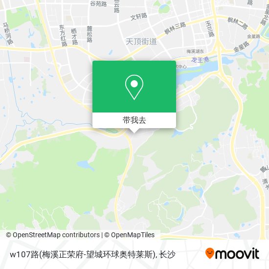 w107路(梅溪正荣府-望城环球奥特莱斯)地图
