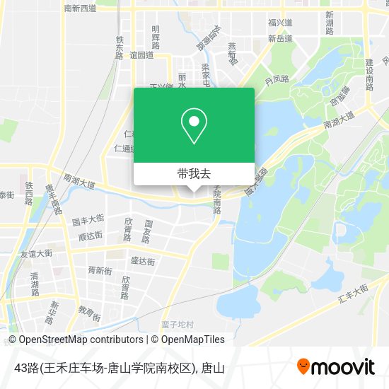 43路(王禾庄车场-唐山学院南校区)地图