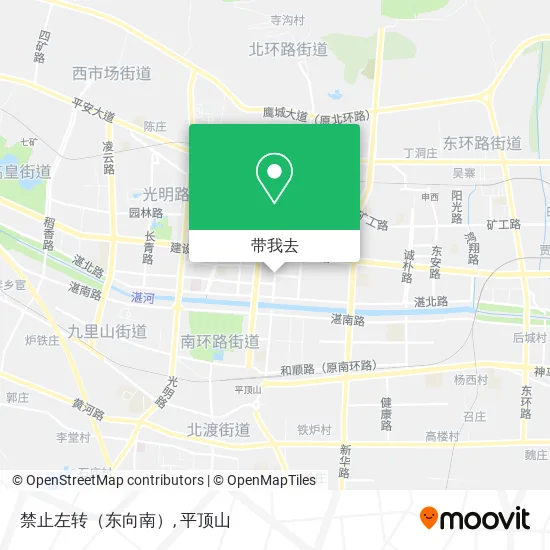 禁止左转（东向南）地图