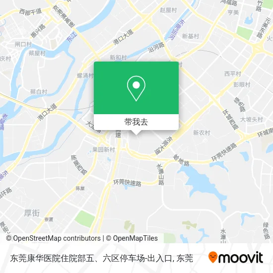 东莞康华医院住院部五、六区停车场-出入口地图