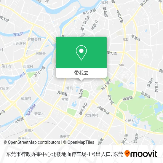 东莞市行政办事中心北楼地面停车场-1号出入口地图