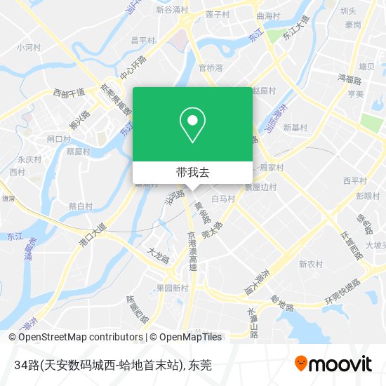 34路(天安数码城西-蛤地首末站)地图