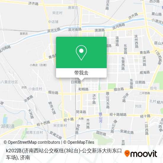 k202路(济南西站公交枢纽(3站台)-公交新泺大街东口车场)地图