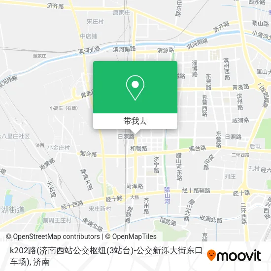 k202路(济南西站公交枢纽(3站台)-公交新泺大街东口车场)地图