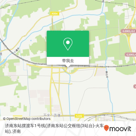 济南东站摆渡车1号线(济南东站公交枢纽(3站台)-火车站)地图
