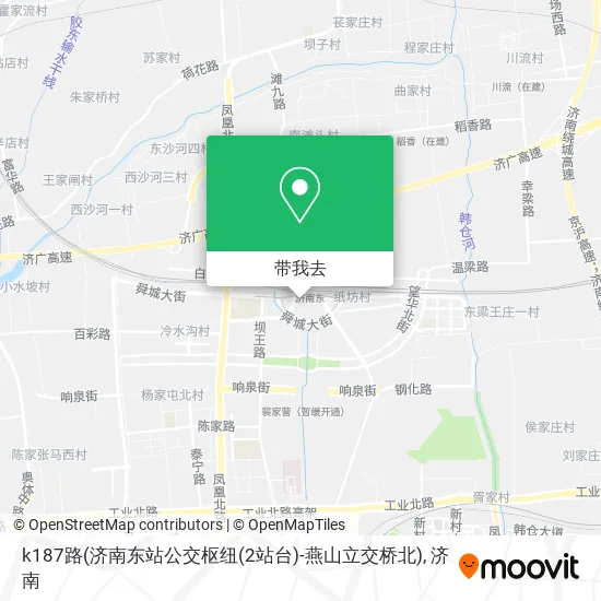 k187路(济南东站公交枢纽(2站台)-燕山立交桥北)地图