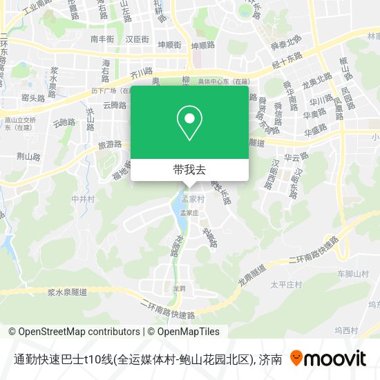 通勤快速巴士t10线(全运媒体村-鲍山花园北区)地图