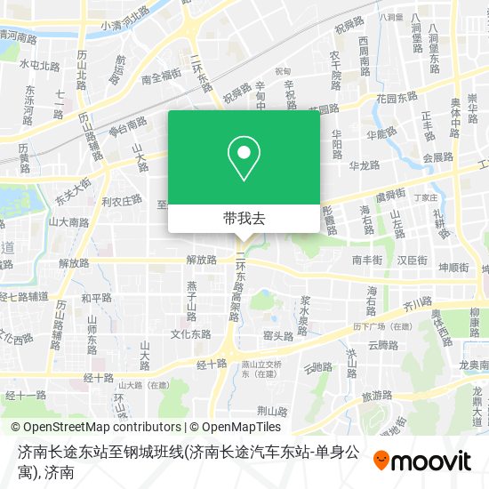 济南长途东站至钢城班线(济南长途汽车东站-单身公寓)地图