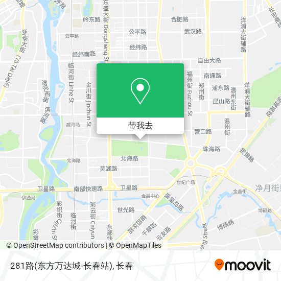 281路(东方万达城-长春站)地图