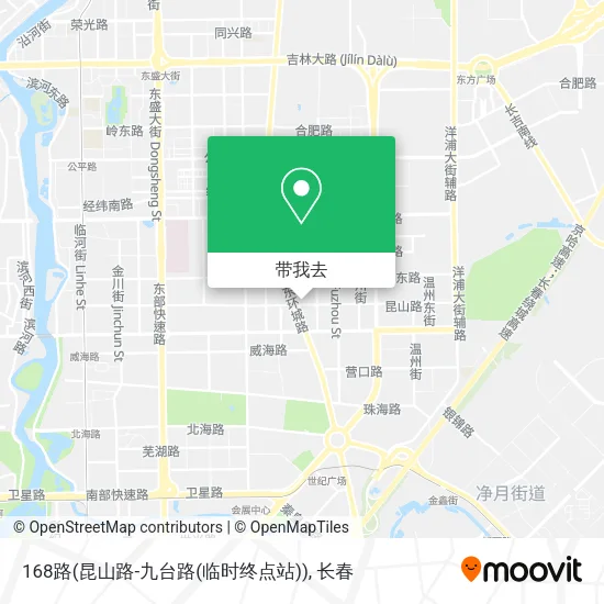168路(昆山路-九台路(临时终点站))地图