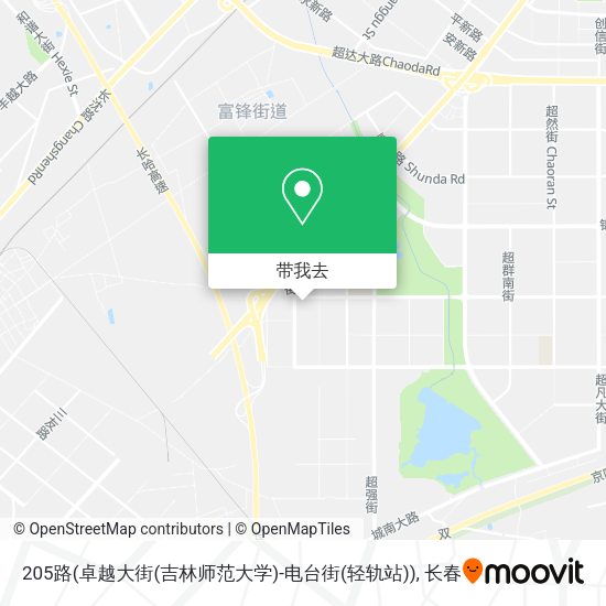 205路(卓越大街(吉林师范大学)-电台街(轻轨站))地图