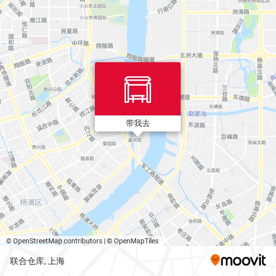 在地图上查看联合仓库,定海路街道