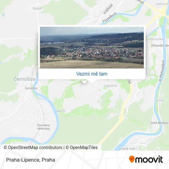 Praha-Lipence mapa