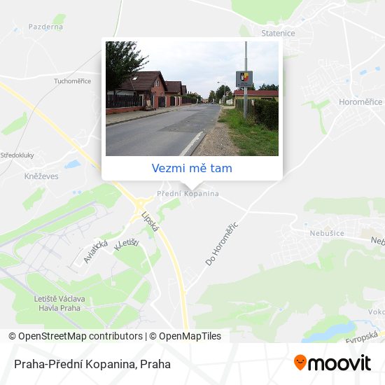 Praha-Přední Kopanina mapa