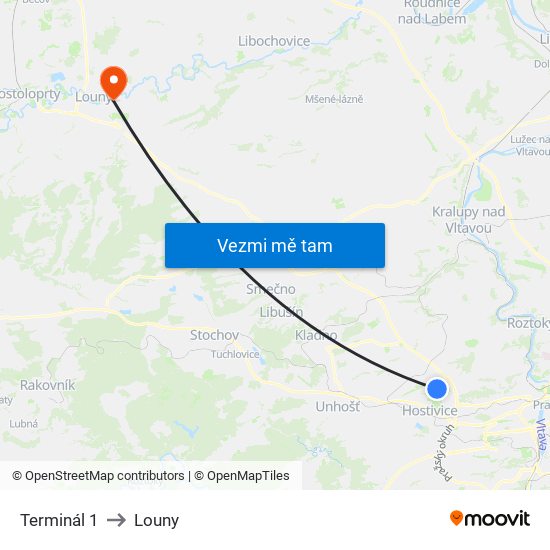 Terminál 1 to Louny map