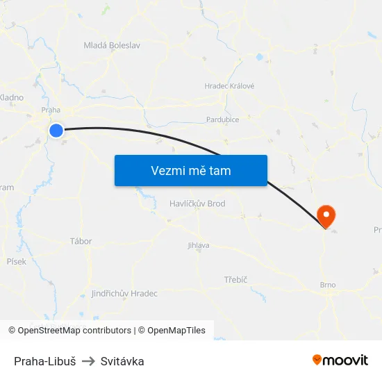 Praha-Libuš to Svitávka map